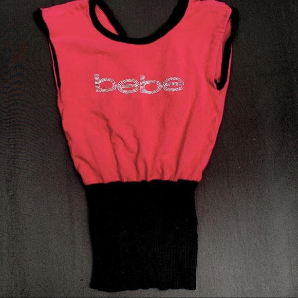 bebe Rhinestone Pink Top - Picture 1 of 2